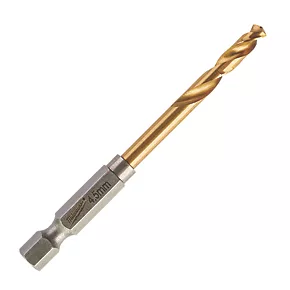 Milwaukee Hex Shank HSS Drill Bit 4.5 x 76mm 1 Milwaukee Hex Shank HSS Drill Bit 4.5 x 76mm